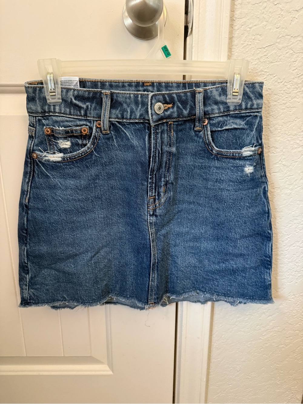American Eagle Outfitters Distressed Blue Denim Mini Skirt